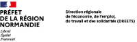 Logo Préfet de la région normandie - direction régionale de l'économie, de l'emploi, du travail et des solidarités (DREETS)